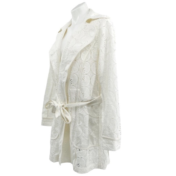 TRINA TURK Off White Lace Belted Wrap Jacket Size 6 - Picture 5 of 10